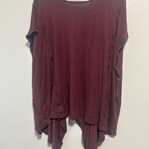 Worn once POL Red Asymmetrical Tunic Blouse